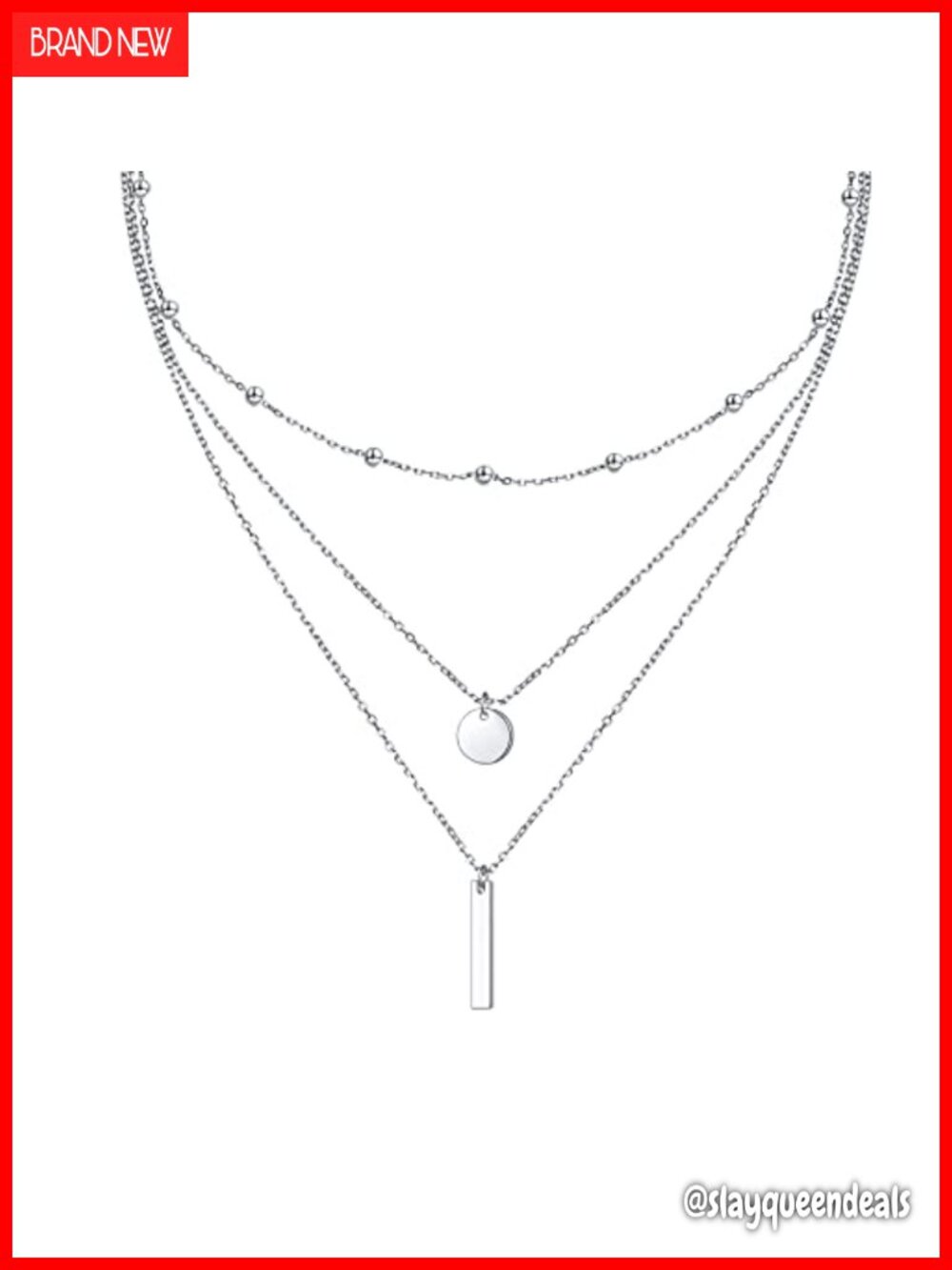925 Sterling Silver Multilayer Triple Chain Necklace Women Layered